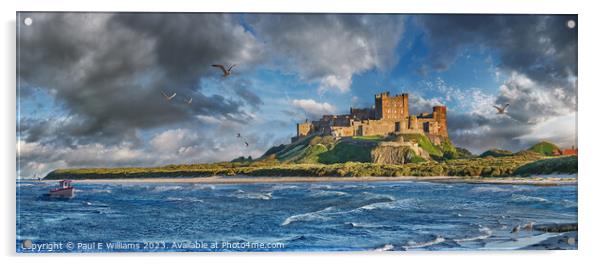 The Imposing Picturesque Bamburgh Castle In Evening Sun Acrylic by Paul E Williams