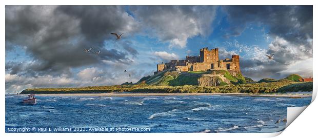 The Imposing Picturesque Bamburgh Castle In Evening Sun Print by Paul E Williams
