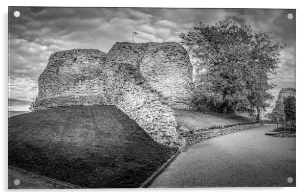 Pontefract Castle Black and White Acrylic by Tim Hill