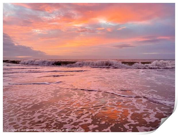 Sunrise over Swansea Bay Print by Adrian Graham