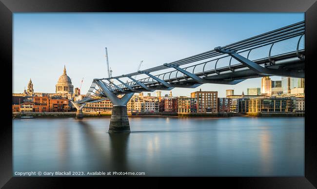 London Modern Architecture Millennium Bridge Framed Print by Gary Blackall