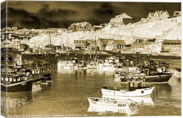 Newquay harbour negativity Canvas Print by Rob Hawkins