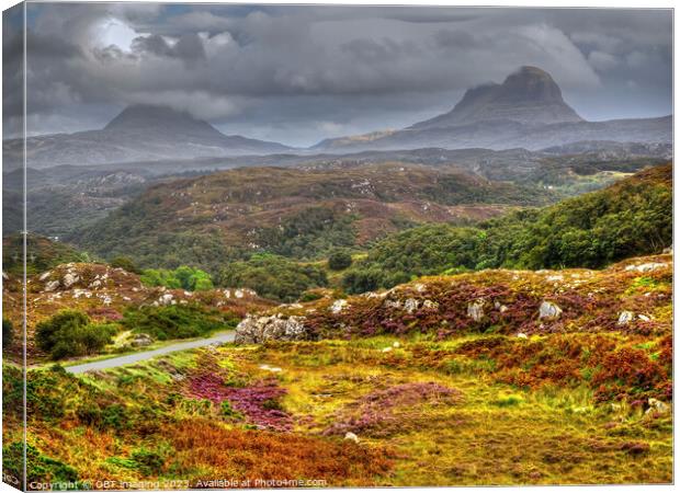 Suliven And Canisp Mountains Assynt North West Highlands Scotland Canvas Print by OBT imaging