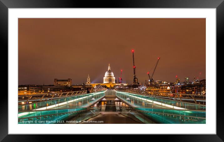 St Pauls Cathedral from the Millennium Bridge Framed Mounted Print by Gary Blackall