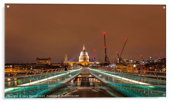 St Pauls Cathedral from the Millennium Bridge Acrylic by Gary Blackall