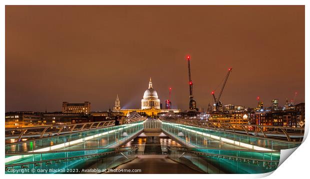 St Pauls Cathedral from the Millennium Bridge Print by Gary Blackall