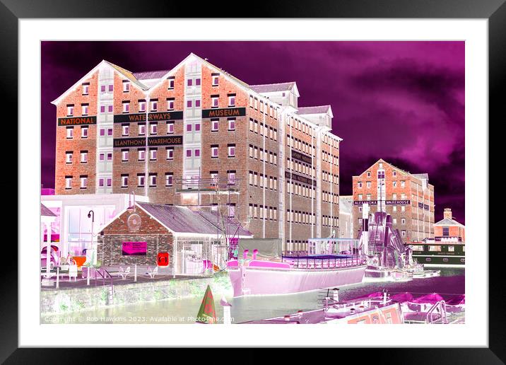 Gloucester Docks purple Negativity Framed Mounted Print by Rob Hawkins
