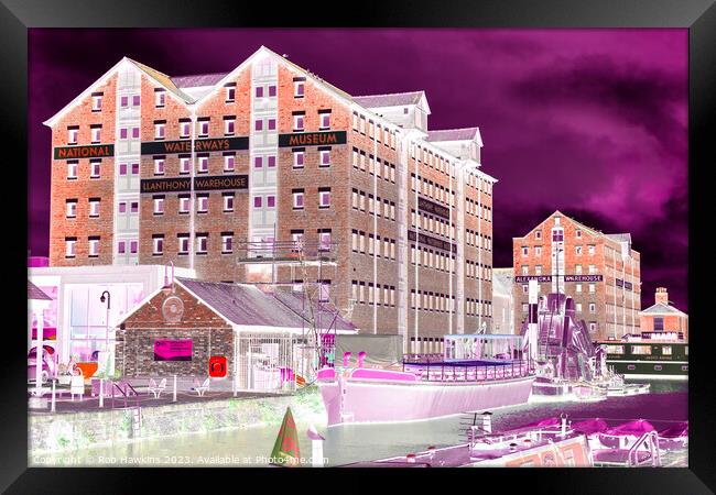 Gloucester Docks purple Negativity Framed Print by Rob Hawkins