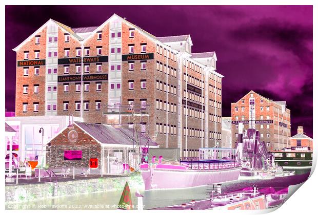 Gloucester Docks purple Negativity Print by Rob Hawkins