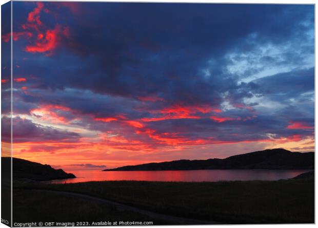 Achmelvich Bay Assynt Highland Scotland High Summer Sunset Canvas Print by OBT imaging