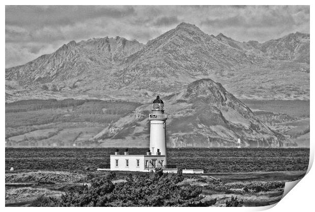 Turnberry lighthouse and Goat Fell (Abstract) Print by Allan Durward Photography