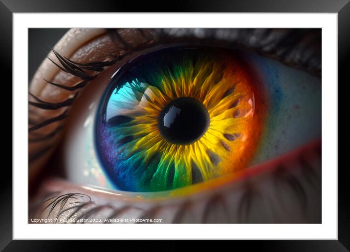Rainbow eye Framed Mounted Print by Paulina Sator