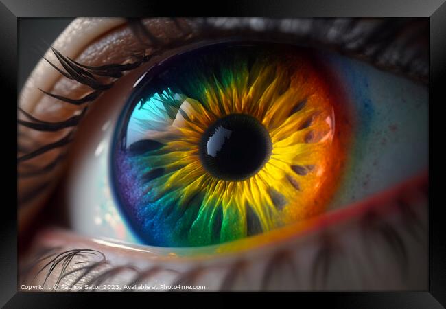 Rainbow eye Framed Print by Paulina Sator