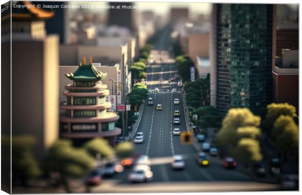 A typical street in an Asian city, in tiltshift style, with narr Canvas Print by Joaquin Corbalan