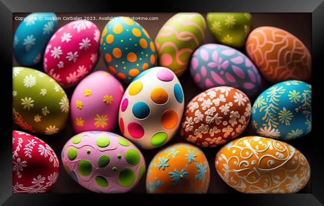 Colorful easter eggs, a complete background for designs. Ai gene Framed Print by Joaquin Corbalan