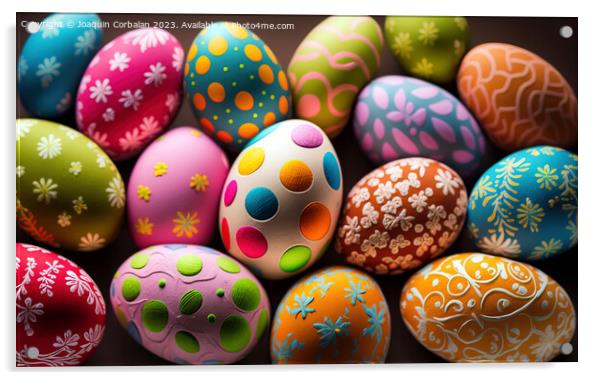 Colorful easter eggs, a complete background for designs. Ai gene Acrylic by Joaquin Corbalan