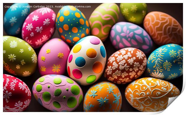 Colorful easter eggs, a complete background for designs. Ai gene Print by Joaquin Corbalan