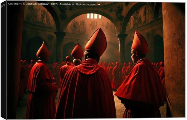 Gathered cardinals and bishops discuss the election of a new Pop Canvas Print by Joaquin Corbalan