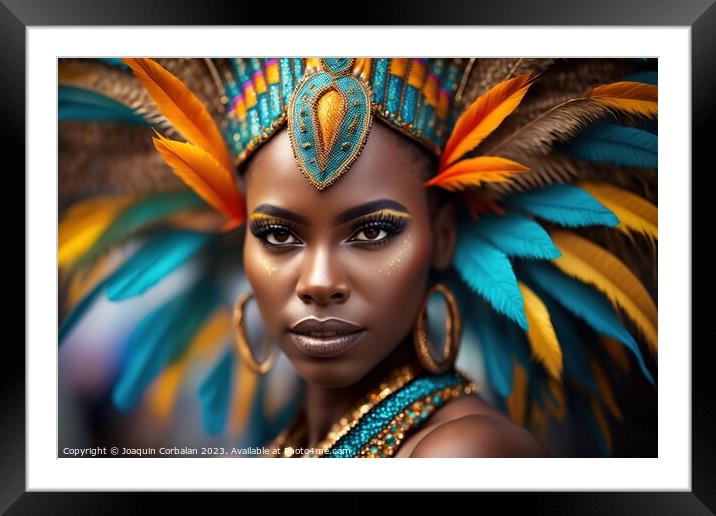 Portrait of an attractive Brazilian woman dressed up for Carniva Framed Mounted Print by Joaquin Corbalan