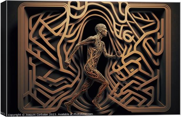 Human man locked in a maze, mental illness concept. Ai generated Canvas Print by Joaquin Corbalan