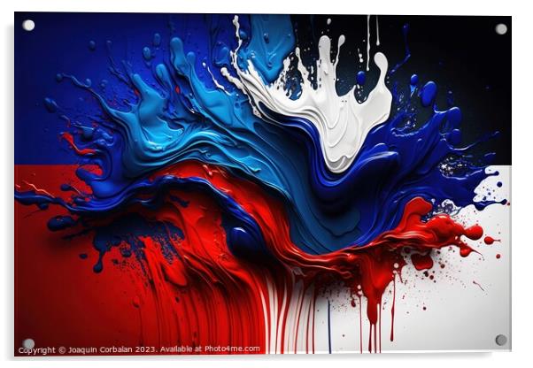 Flag of France, modern design with acrylic paint. Ai generated Acrylic by Joaquin Corbalan