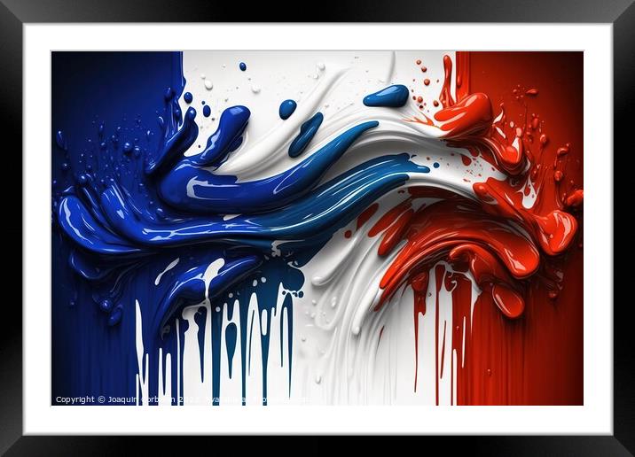 Flag of France, modern design with acrylic paint. Ai generated Framed Mounted Print by Joaquin Corbalan