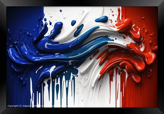 Flag of France, modern design with acrylic paint. Ai generated Framed Print by Joaquin Corbalan