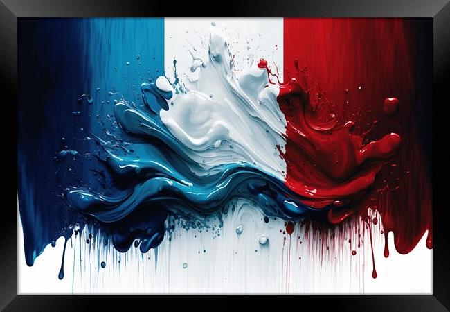 Flag of France, modern design with acrylic paint. Ai generated Framed Print by Joaquin Corbalan