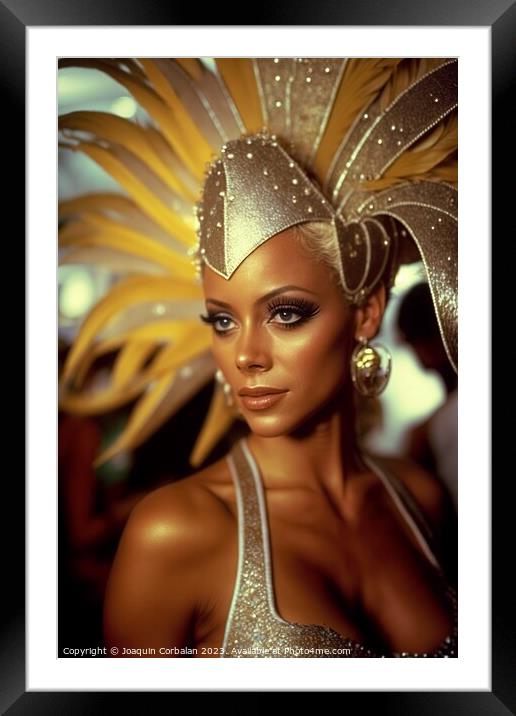 Beautiful Brazilian women in elegant carnival costumes. Ai gener Framed Mounted Print by Joaquin Corbalan