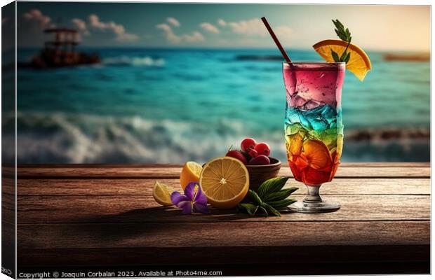 On a hot summer holiday, enjoy the refreshment of an alcoholic c Canvas Print by Joaquin Corbalan
