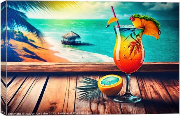 On a hot summer holiday, enjoy the refreshment of an alcoholic c Canvas Print by Joaquin Corbalan