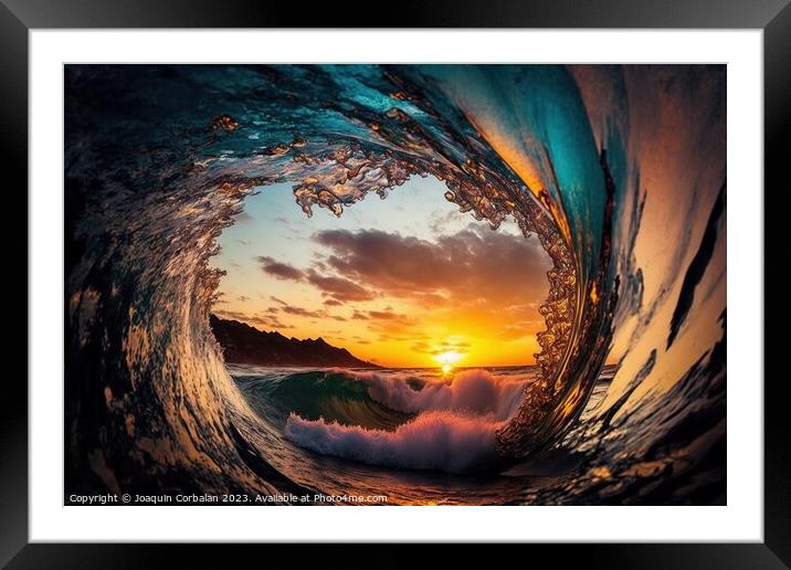 A breathtaking view of an expansive sky filled with vibrant colo Framed Mounted Print by Joaquin Corbalan
