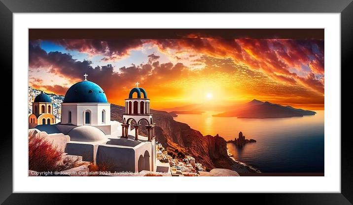 A stunning panoramic view of the Mediterranean Sea, Mikonos icon Framed Mounted Print by Joaquin Corbalan