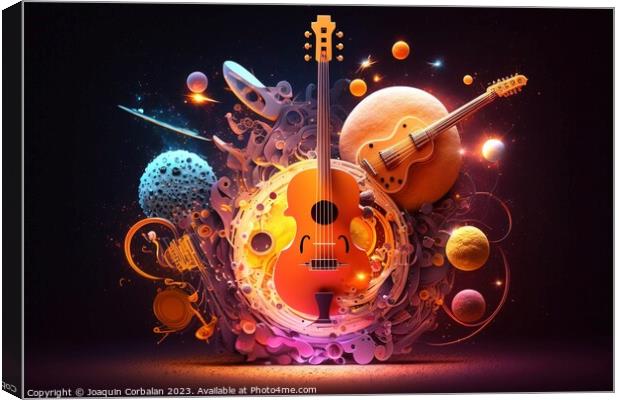 Art design of music instruments like violins, in outer space wit Canvas Print by Joaquin Corbalan
