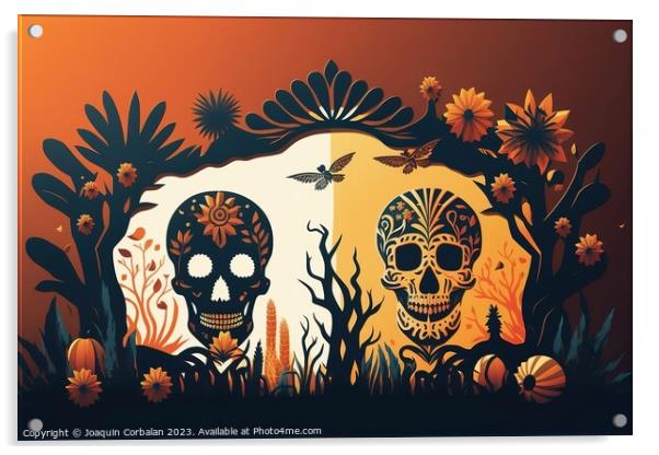 Design for the day of the dead in Mexico, with colorful skull, f Acrylic by Joaquin Corbalan