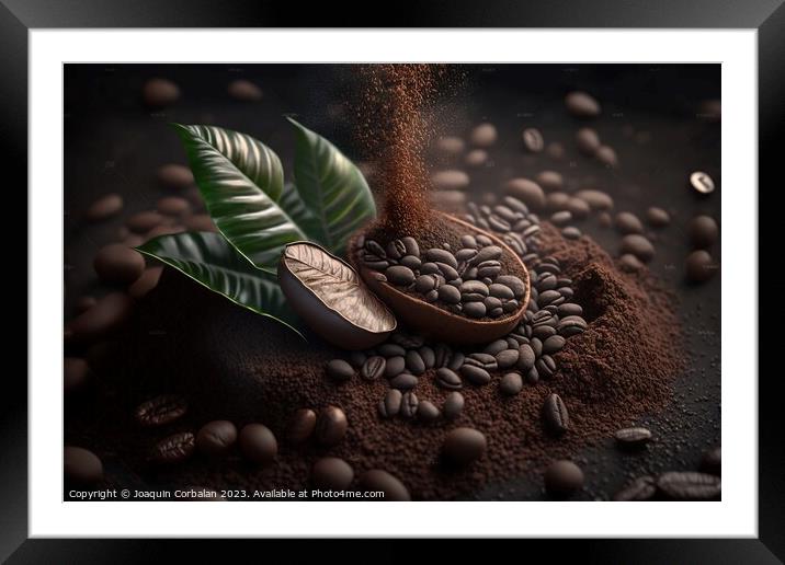 Ground cocoa powder, food studio photo. Ai generated. Framed Mounted Print by Joaquin Corbalan