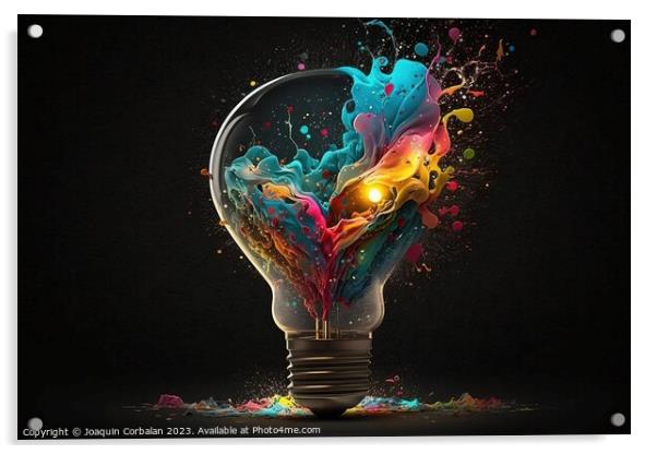 Cool idea concept, artists think in imaginative colors and shape Acrylic by Joaquin Corbalan