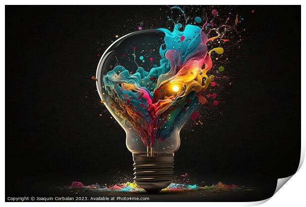 Cool idea concept, artists think in imaginative colors and shape Print by Joaquin Corbalan