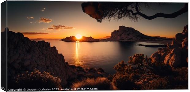 Sunset among the wonderfully beautiful Mediterranean islands.  Canvas Print by Joaquin Corbalan