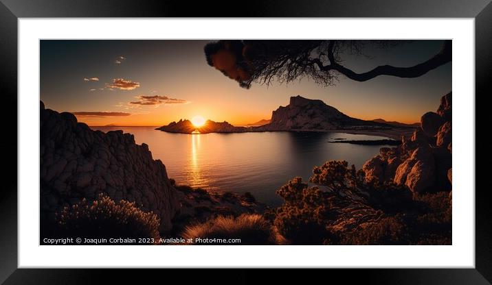 Sunset among the wonderfully beautiful Mediterranean islands.  Framed Mounted Print by Joaquin Corbalan