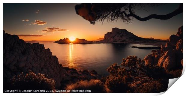 Sunset among the wonderfully beautiful Mediterranean islands.  Print by Joaquin Corbalan