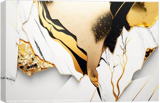 Design of a texture with golden veins in a beautiful luxury whit Canvas Print by Joaquin Corbalan