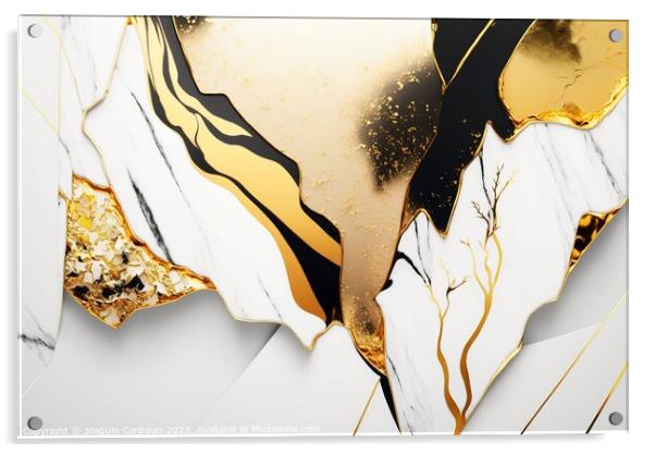 Design of a texture with golden veins in a beautiful luxury whit Acrylic by Joaquin Corbalan