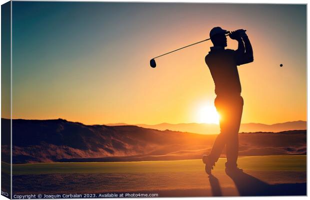 Golfer executes a swing shot on a golf course . Ai generated Canvas Print by Joaquin Corbalan
