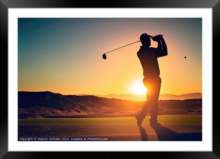 Golfer executes a swing shot on a golf course . Ai generated Framed Mounted Print by Joaquin Corbalan