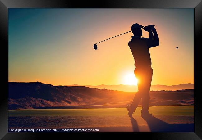 Golfer executes a swing shot on a golf course . Ai generated Framed Print by Joaquin Corbalan