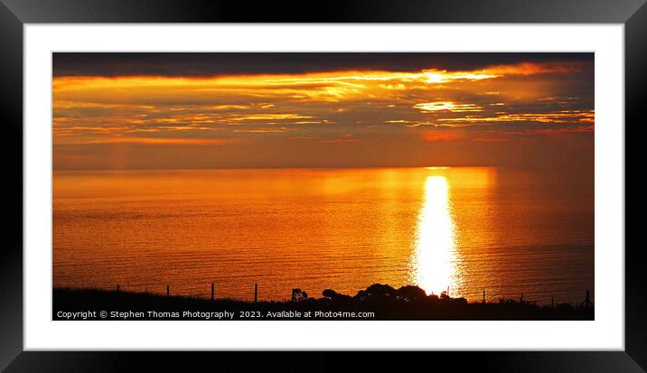 Dawn Breaking Over Lundy Island Framed Mounted Print by Stephen Thomas Photography 