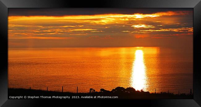Dawn Breaking Over Lundy Island Framed Print by Stephen Thomas Photography 