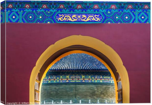 Gate Details Imperial Vault Temple of Heaven Beijing China Canvas Print by William Perry
