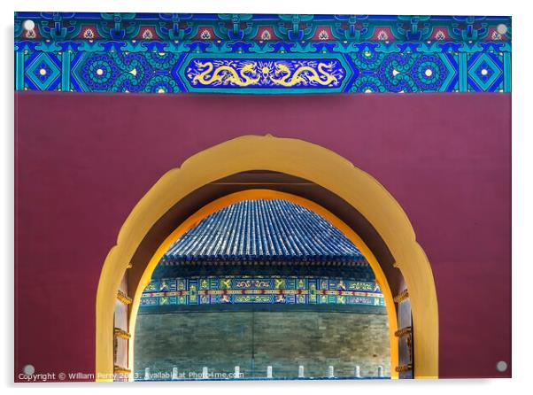 Gate Details Imperial Vault Temple of Heaven Beijing China Acrylic by William Perry